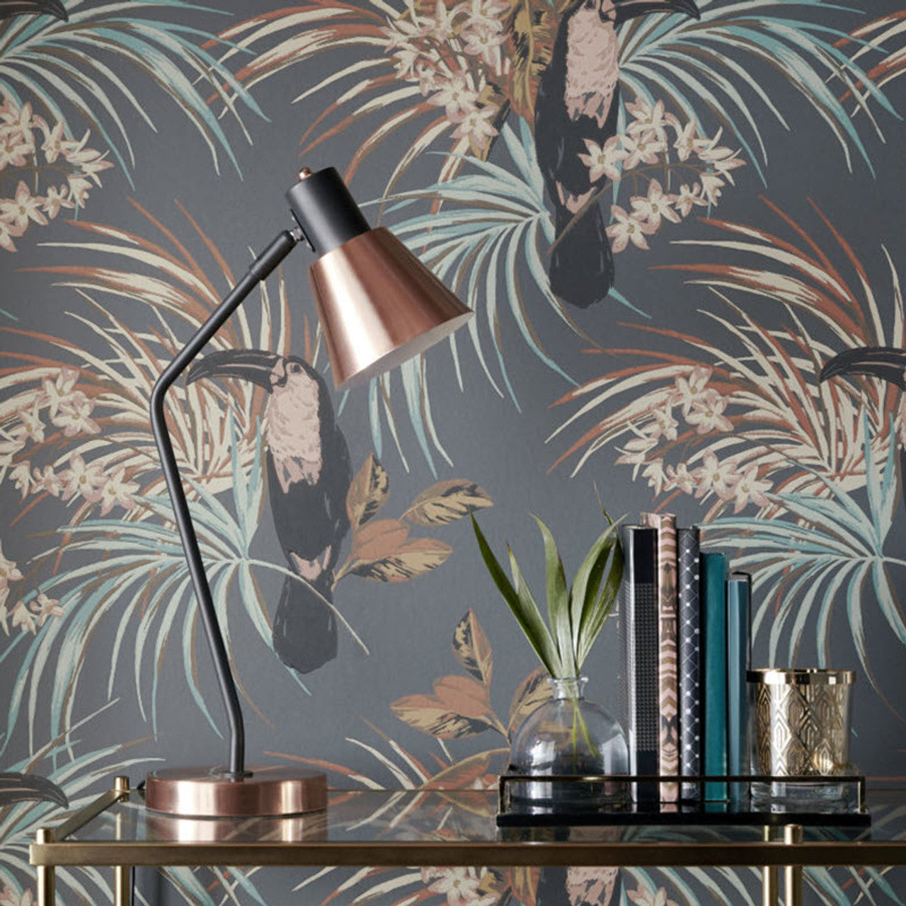 1907-135-05 - Le Toucan Wallpaper - Charcoal - 1838 wallcoverings