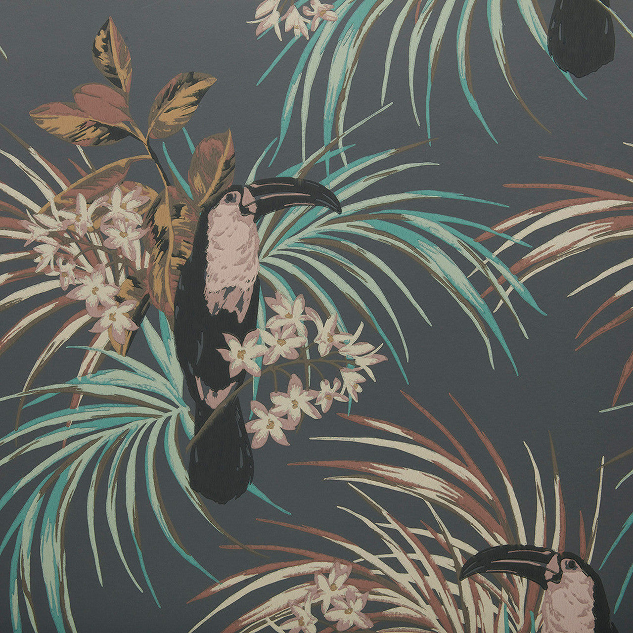 1907-135-05 - Le Toucan Wallpaper - Charcoal - 1838 wallcoverings