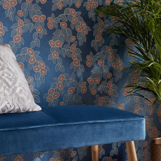1907-136-01 - Rosetta Wallpaper - Midnight - 1838 wallcoverings