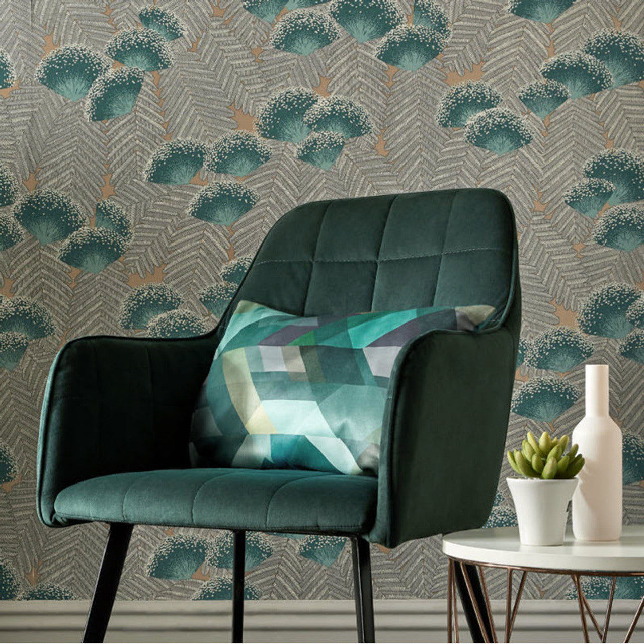 1907-138-02 - Clarice Wallpaper - Emerald - 1838 wallcoverings