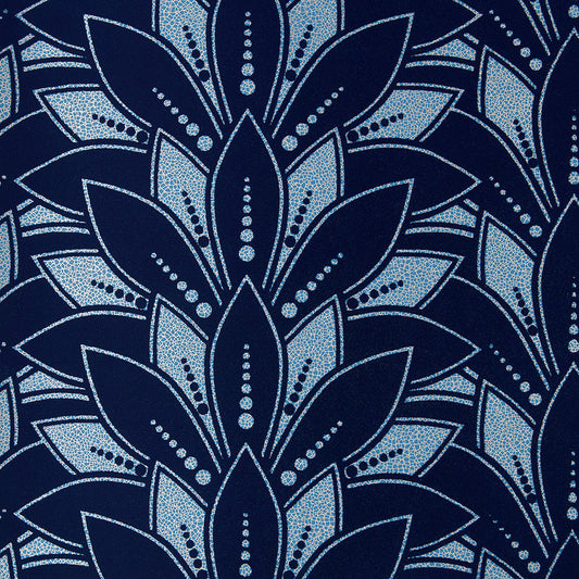 1907-139-01 - Astoria Flock Wallpaper - Midnight - 1838 wallcoverings