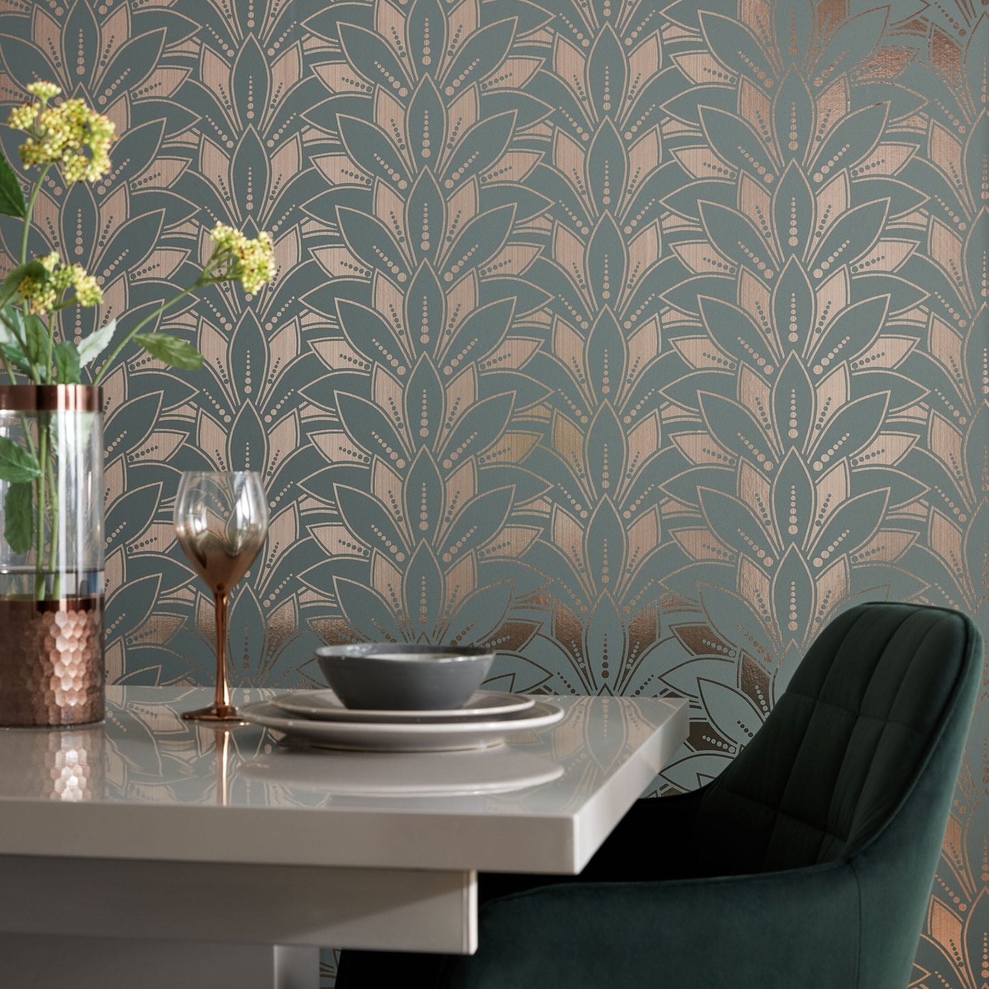 1907-139-05 - Astoria Foil Wallpaper - Neo Mint - 1838 wallcoverings