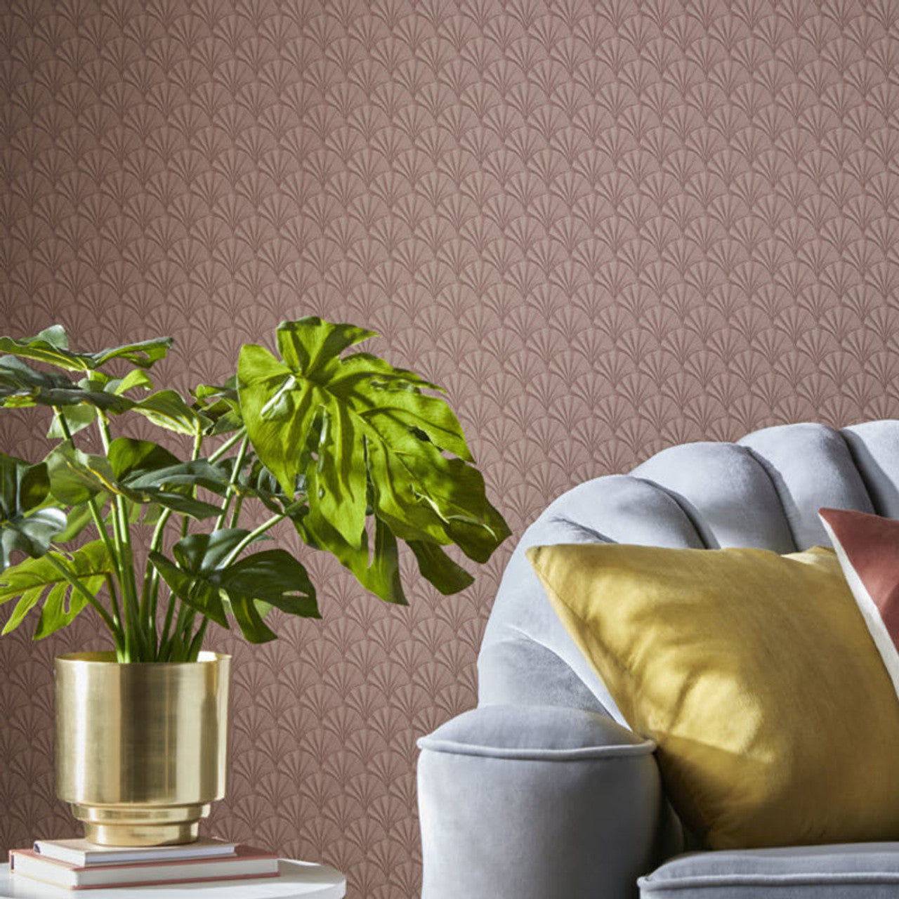 1907-142-03 - Elodie Wallpaper - Coral - 1838 wallcoverings