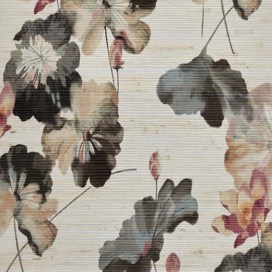 2008-143-01 - Water Lilies Grasscloth Wallpaper - Bracken - 1838 wallcoverings
