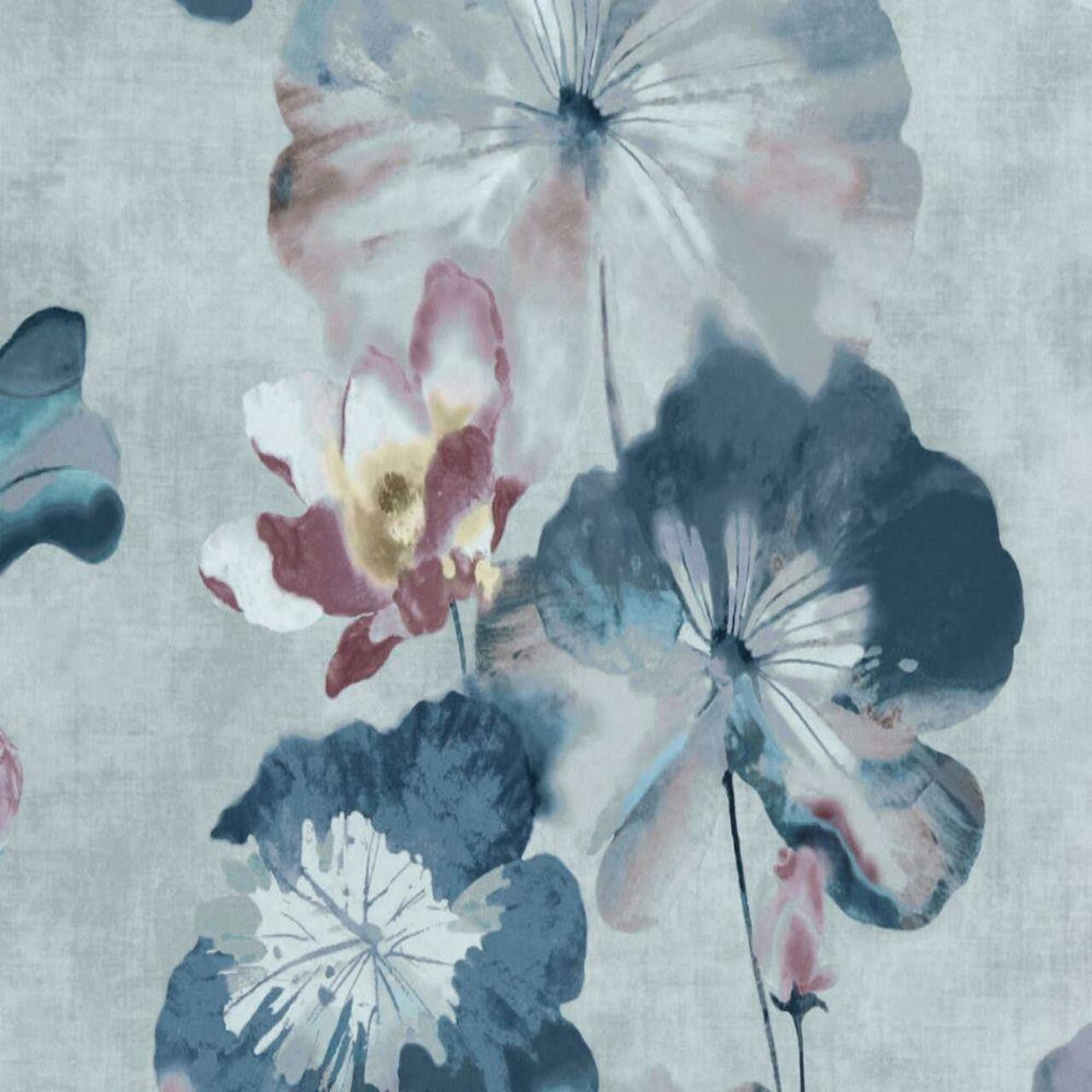 2008-143-03 - Water Lilies Wallpaper - Blue Dusk - 1838 wallcoverings