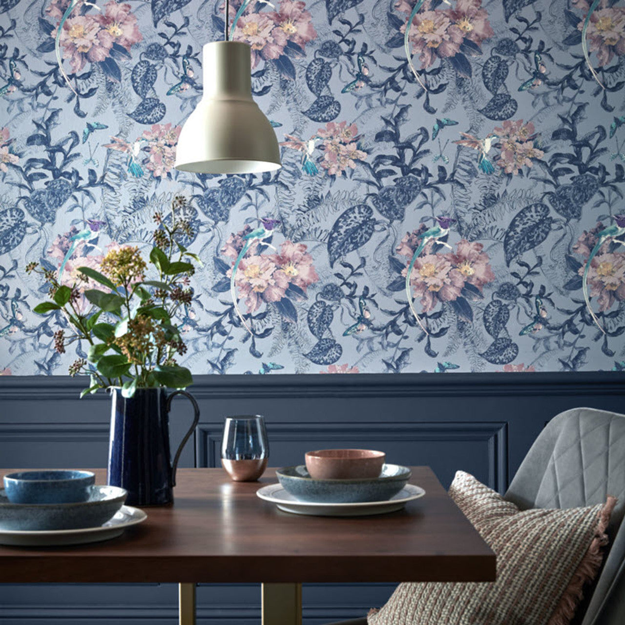 2008-144-03 - Hedgerow Wallpaper - Blue Dusk - 1838 wallcoverings