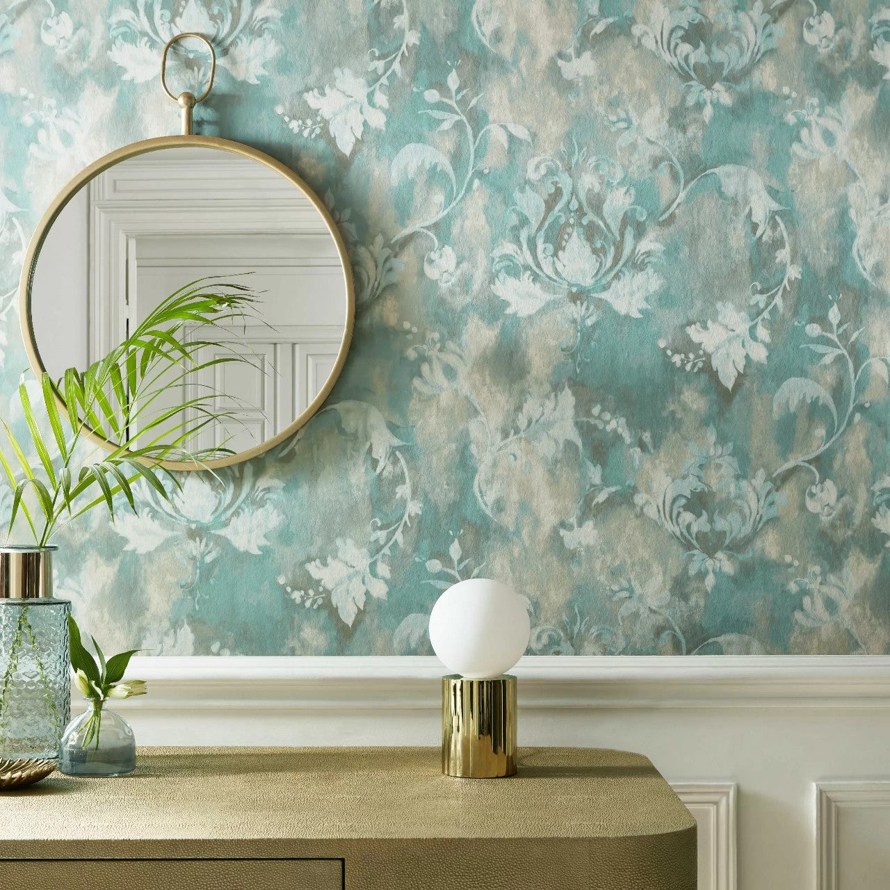2109-156-03 - Ornamenta Wallpaper - Aqua - 1838 wallcoverings