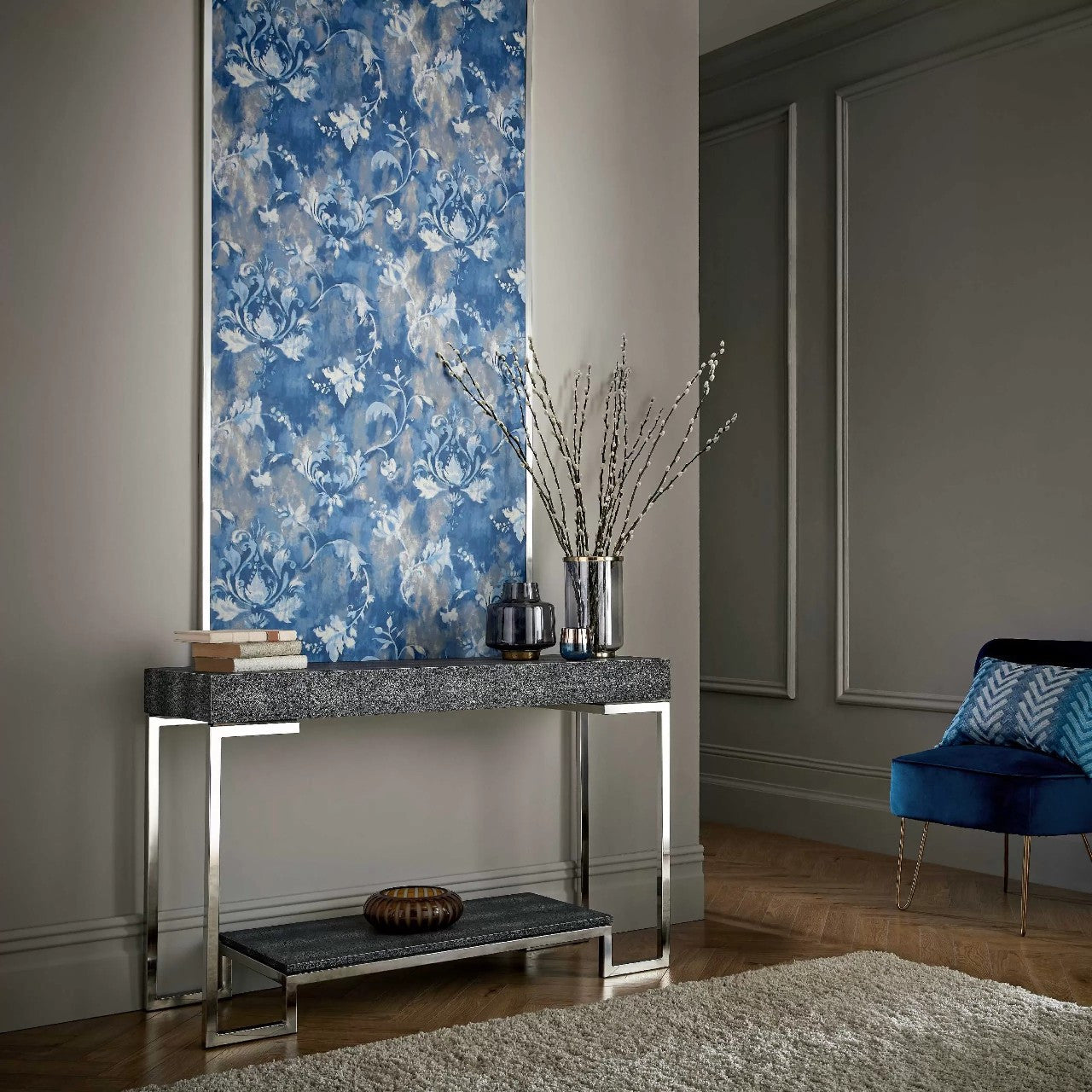 2109-156-04 - Ornamenta Wallpaper - Indigo - 1838 wallcoverings