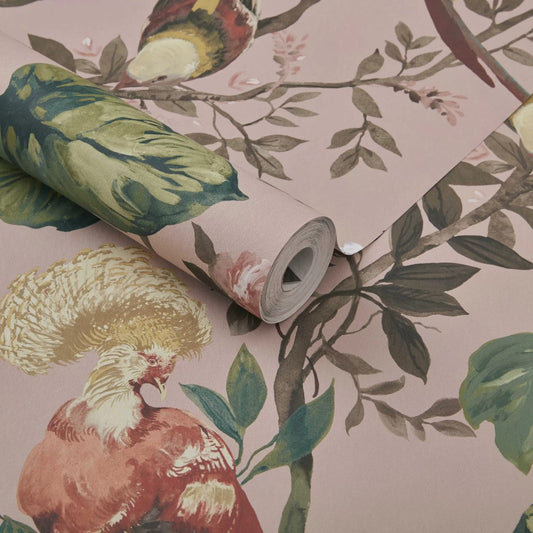 2109-157-03 - Bird Sonnet Wallpaper - Blush - 1838 wallcoverings