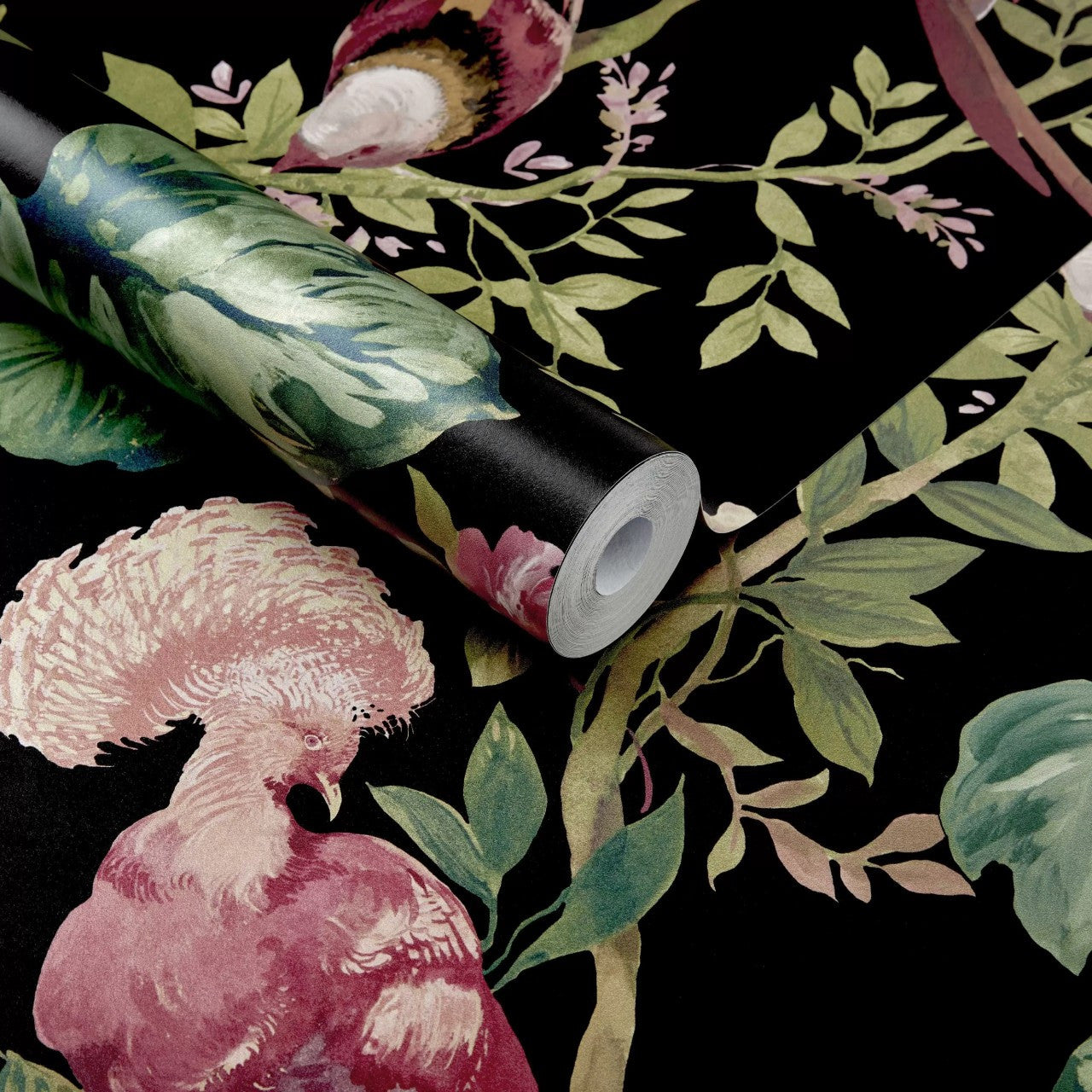 2109-157-05 - Bird Sonnet Wallpaper - Jet Black - 1838 wallcoverings