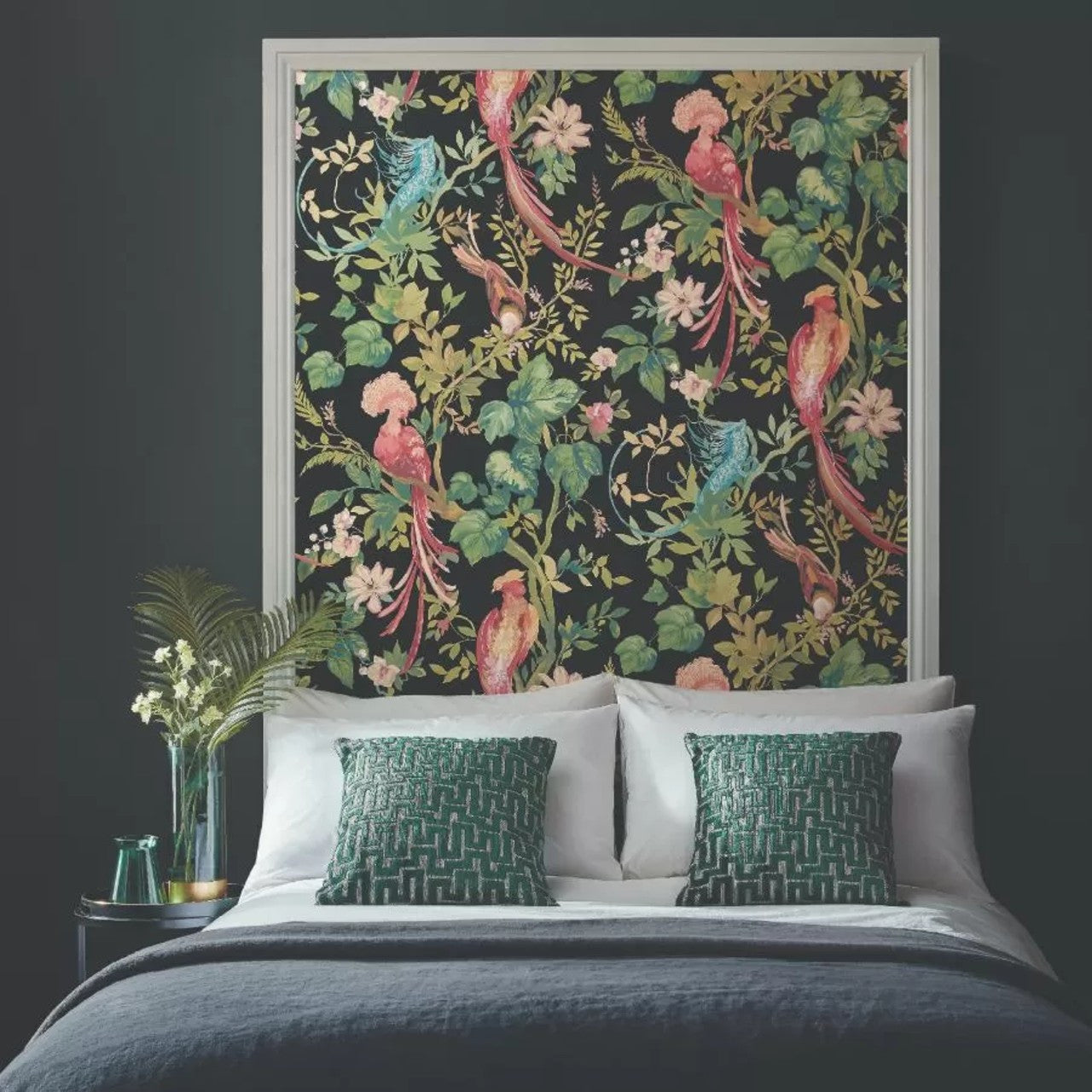 2109-157-05 - Bird Sonnet Wallpaper - Jet Black - 1838 wallcoverings