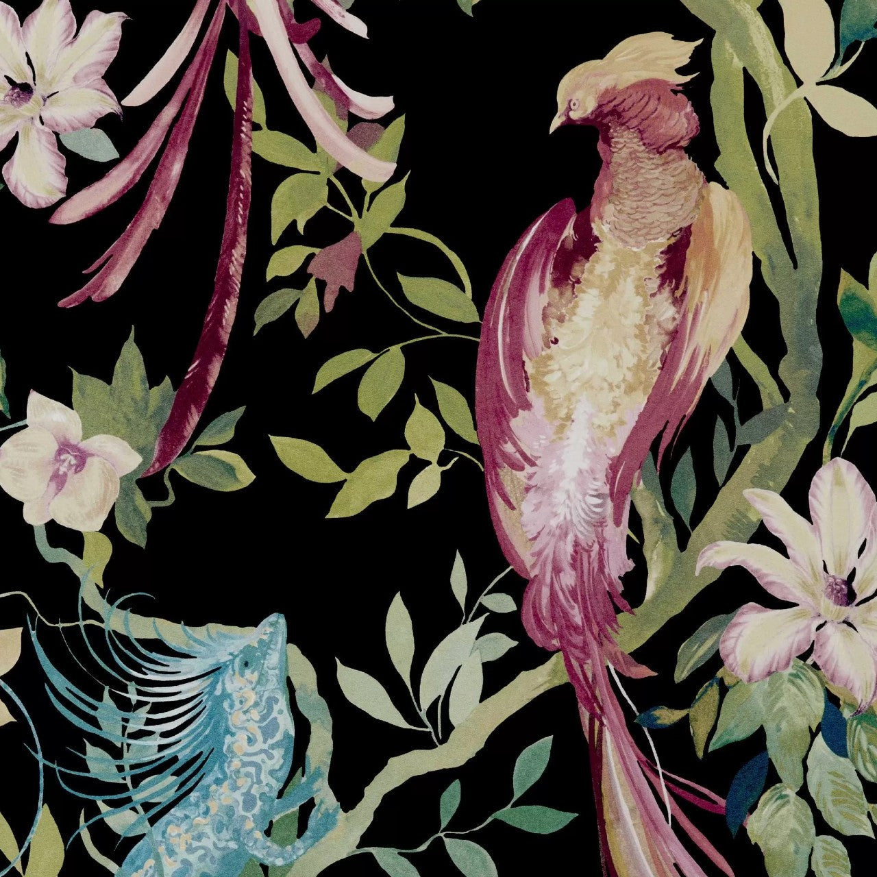 2109-157-05 - Bird Sonnet Wallpaper - Jet Black - 1838 wallcoverings