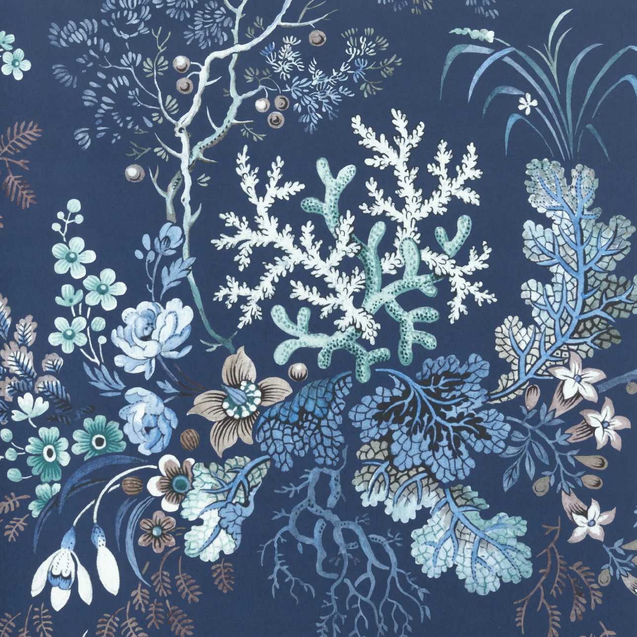 2311-166-03 - Kilburn's Coral Wallpaper - Ocean Blue - 1838 wallcoverings