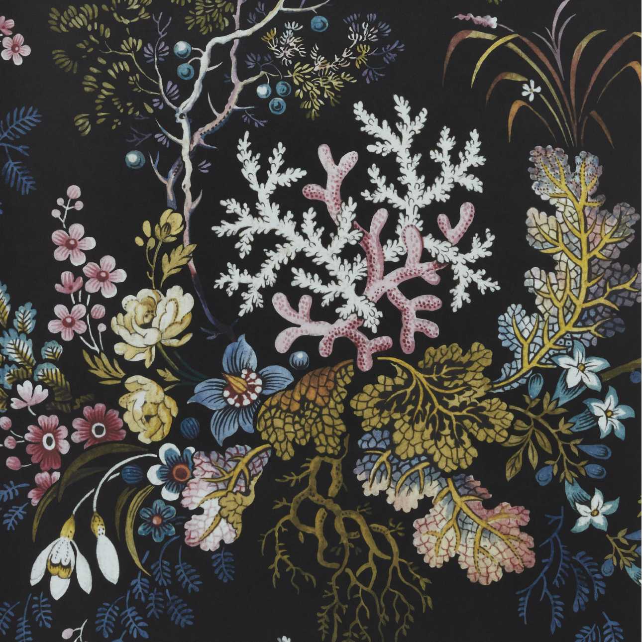 2311-166-04 - Kilburn's Coral Wallpaper - Midnight - 1838 wallcoverings