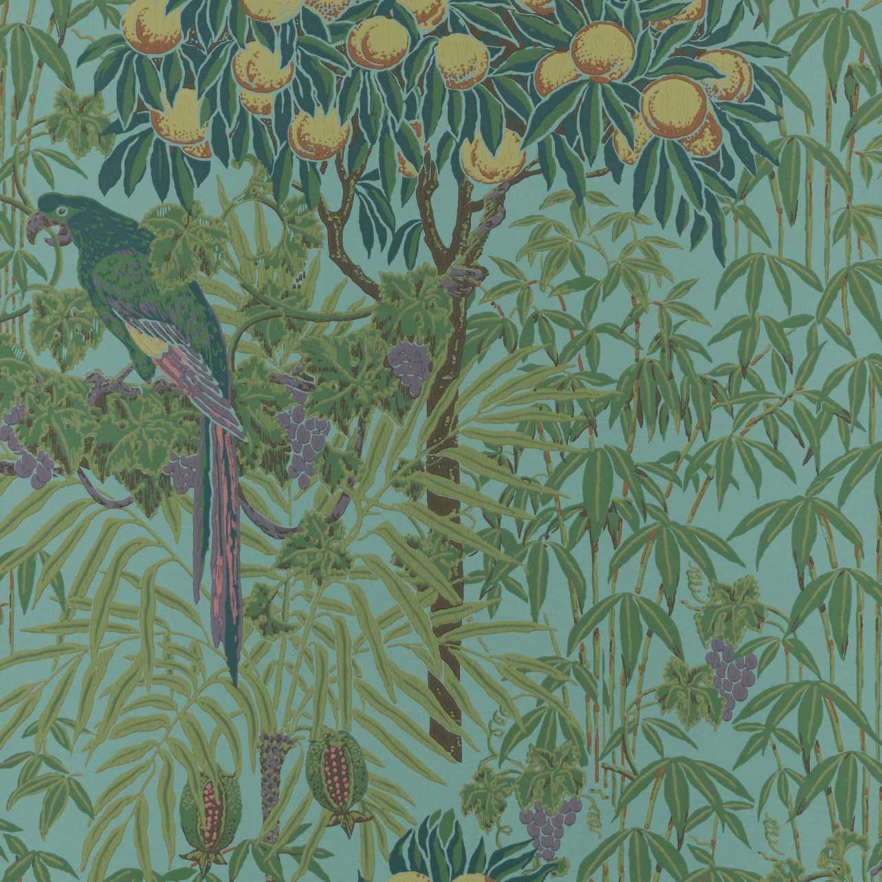 2311-167-04 - Macaw Wallpaper - Teal - 1838 wallcoverings