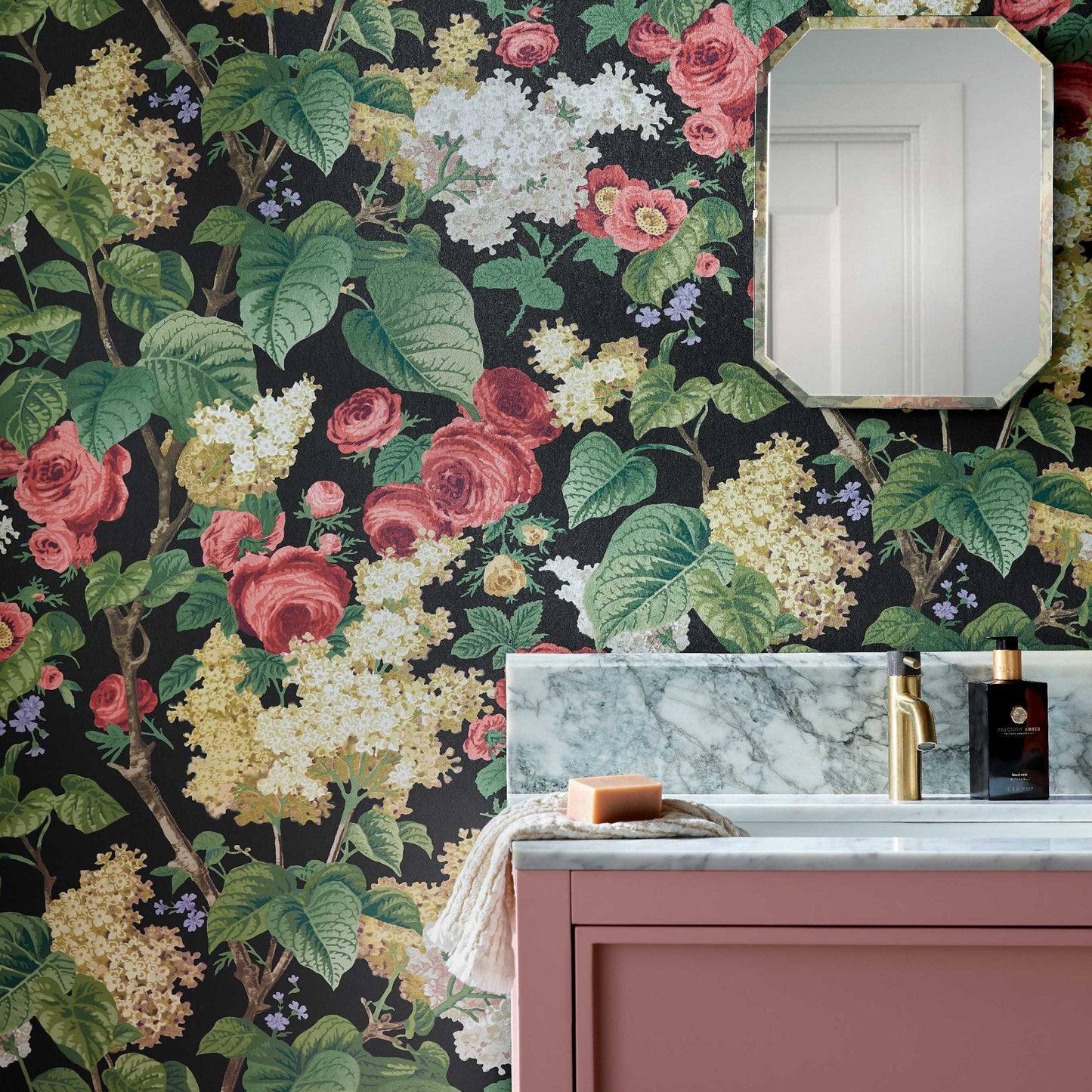 2311-168-04 - Floribunda Wallpaper - Midnight - 1838 wallcoverings
