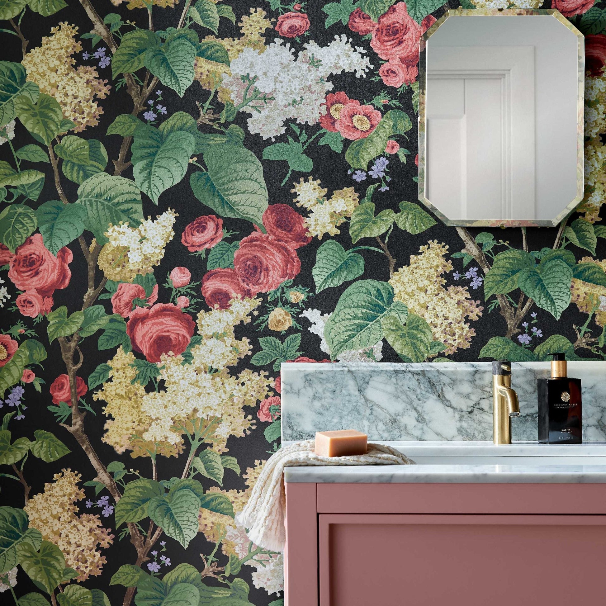 2311-168-04 - Floribunda Wallpaper - Midnight - 1838 wallcoverings
