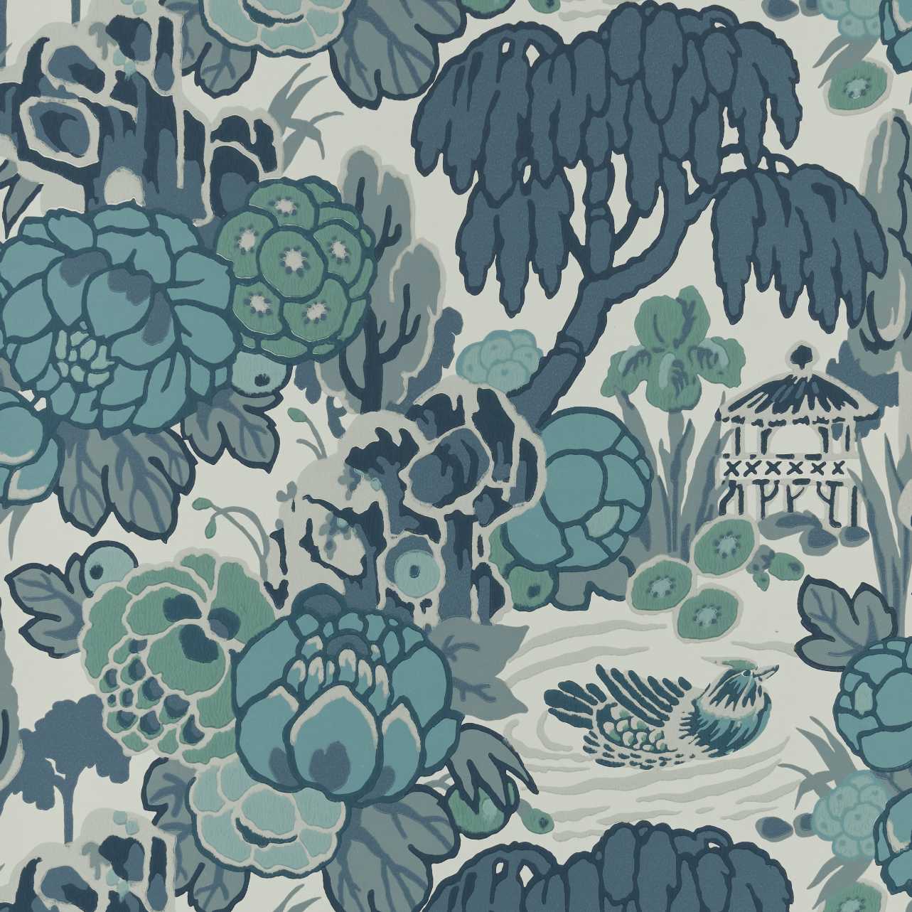 2311-169-01 - Mandarin Garden Wallpaper - Mist - 1838 wallcoverings