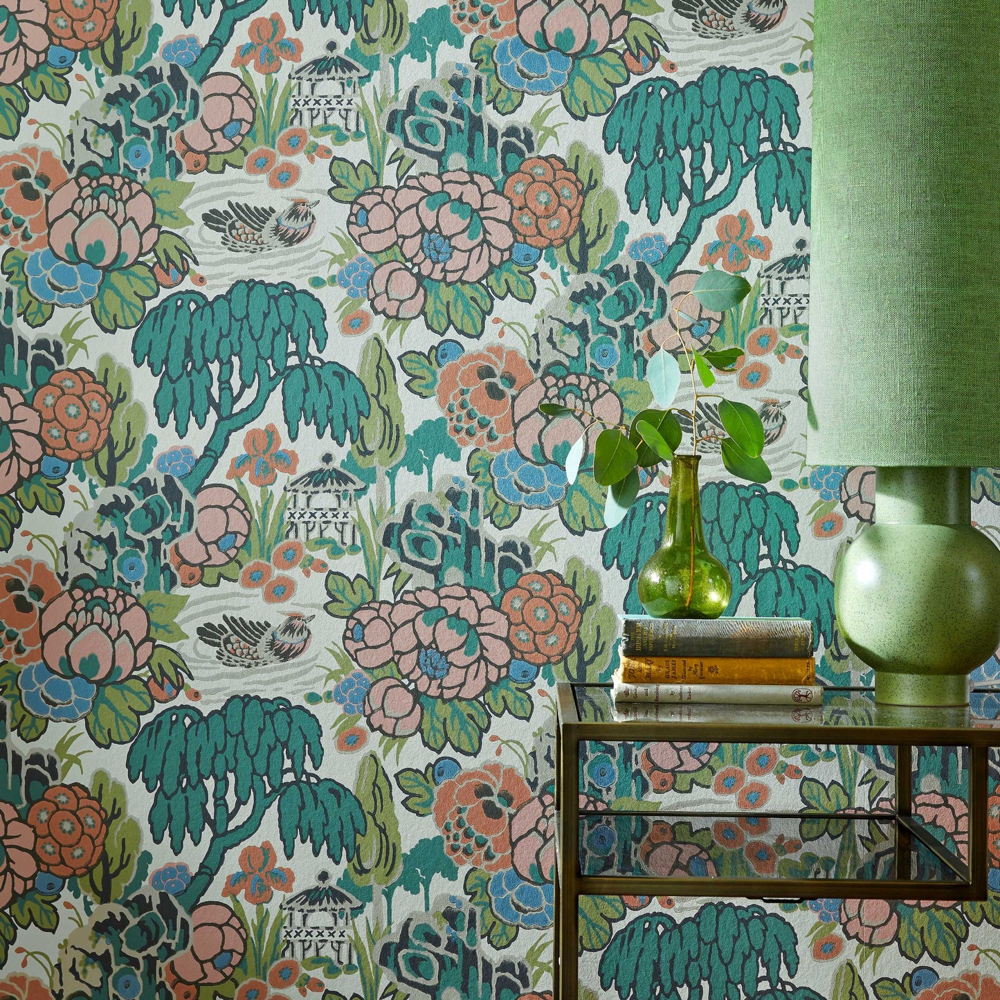 2311-169-02 - Mandarin Garden Wallpaper - Coral - 1838 wallcoverings