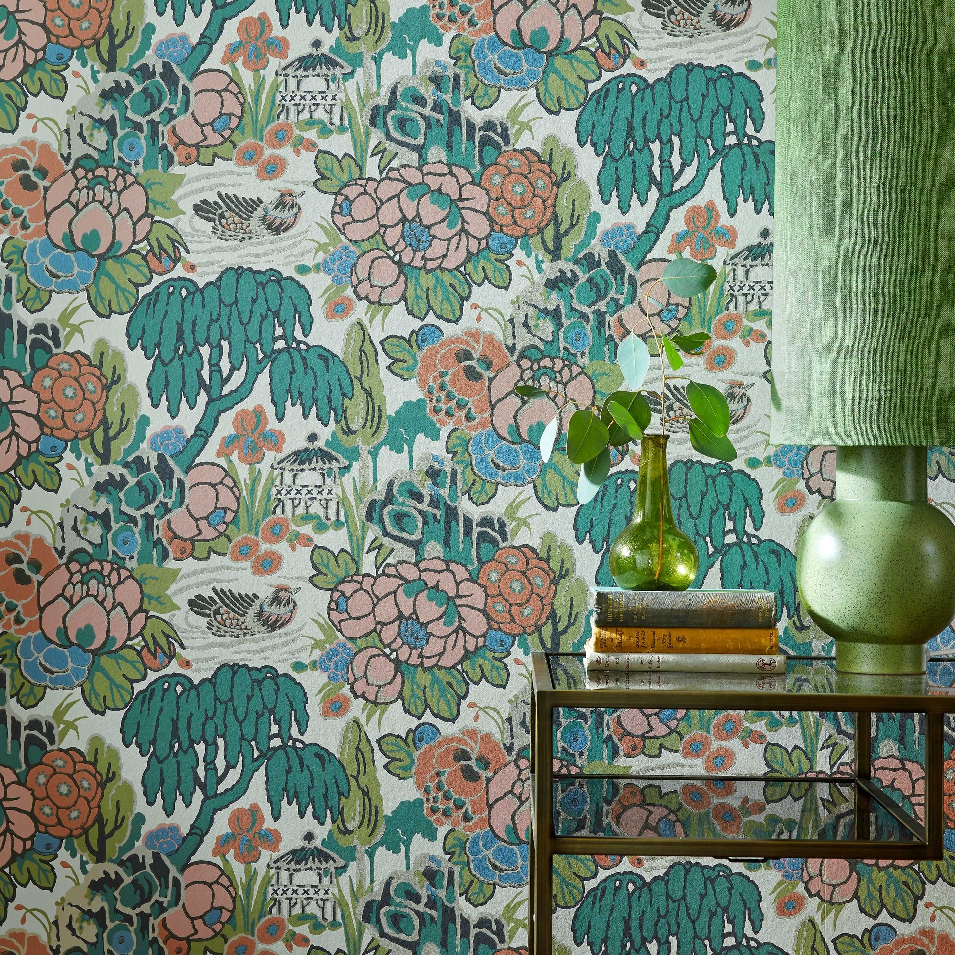 2311-169-02 - Mandarin Garden Wallpaper - Coral - 1838 wallcoverings