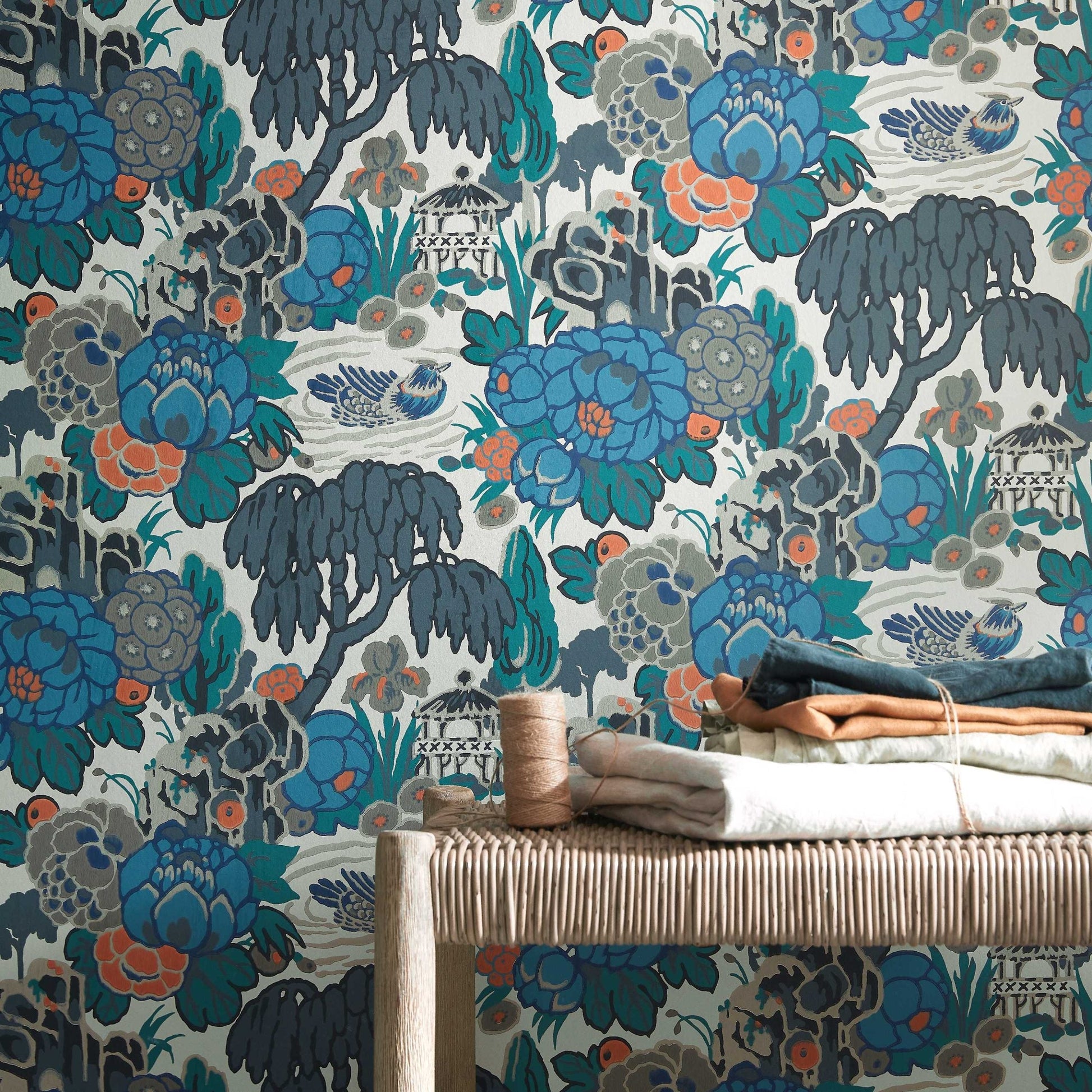 2311-169-03 - Mandarin Garden Wallpaper - Ink - 1838 wallcoverings