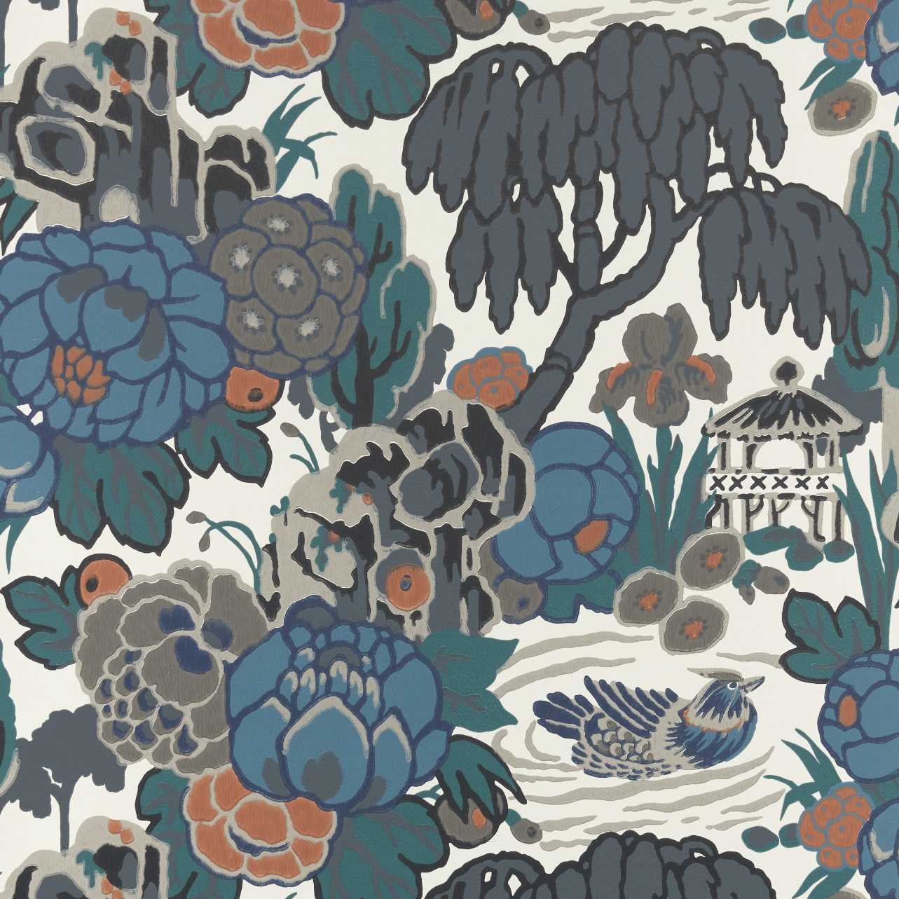 2311-169-03 - Mandarin Garden Wallpaper - Ink - 1838 wallcoverings
