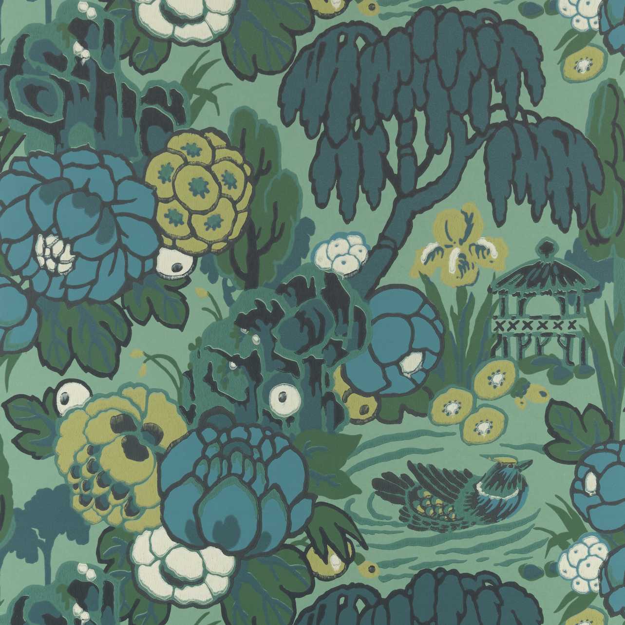 2311-169-04 - Mandarin Garden Wallpaper - Jade - 1838 wallcoverings