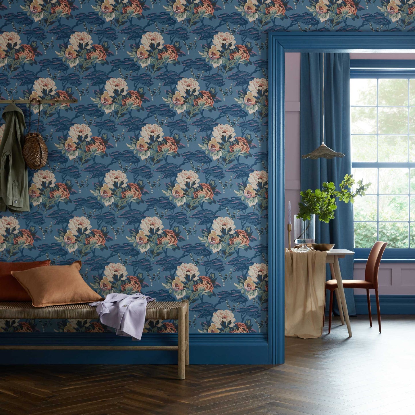 2311-170-02 - Paeonia Wallpaper - Indigo - 1838 wallcoverings