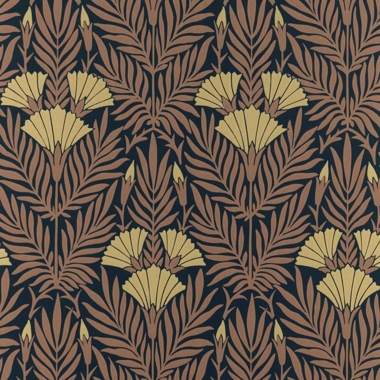 2311-171-03 - Floral Fanfare Wallpaper - Burnt Orange - 1838 wallcoverings