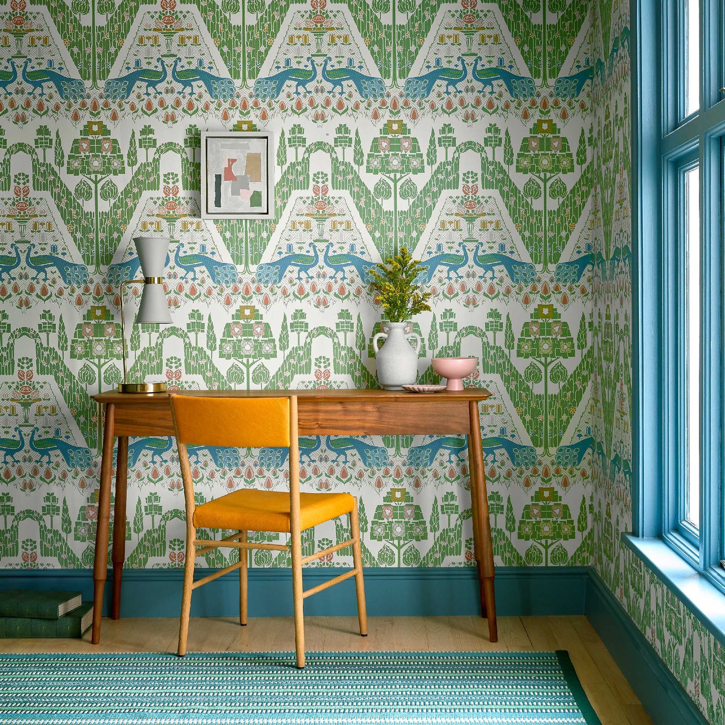 2311-172-02 - Peacock Topiary Wallpaper - Fern - 1838 wallcoverings