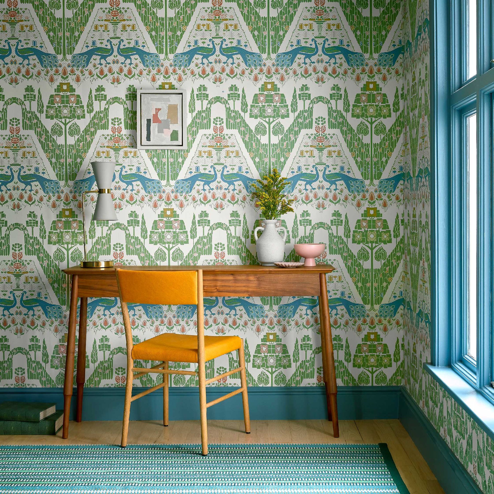 2311-172-02 - Peacock Topiary Wallpaper - Fern - 1838 wallcoverings