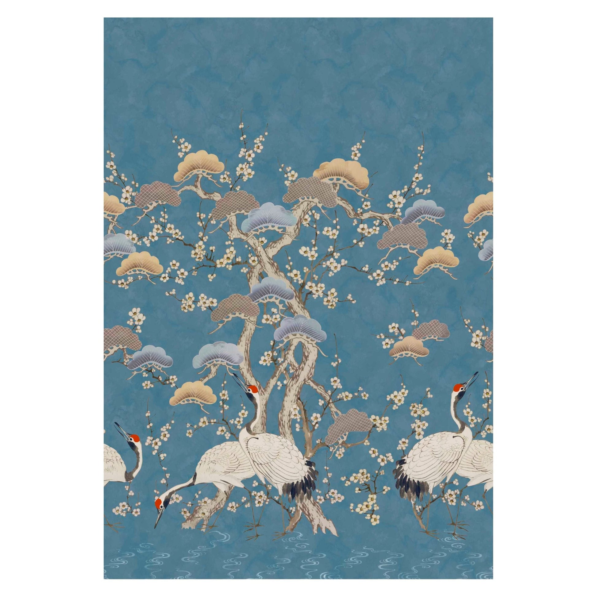 2311-174-01 - Kyoto Blossom Wall Mural - Prussian Blue - 1838 wallcoverings