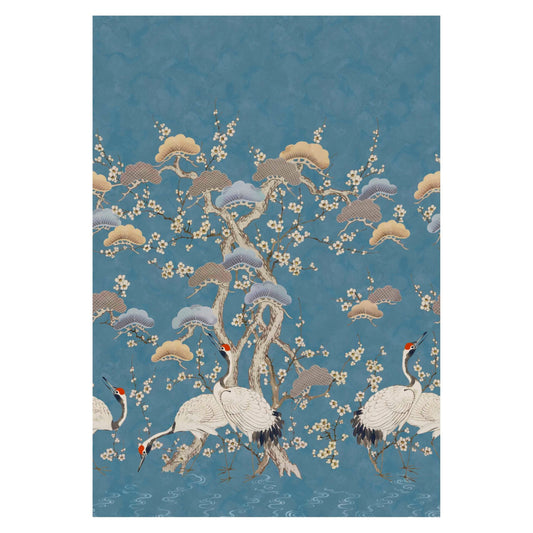 2311-174-01 - Kyoto Blossom Wall Mural - Prussian Blue - 1838 wallcoverings