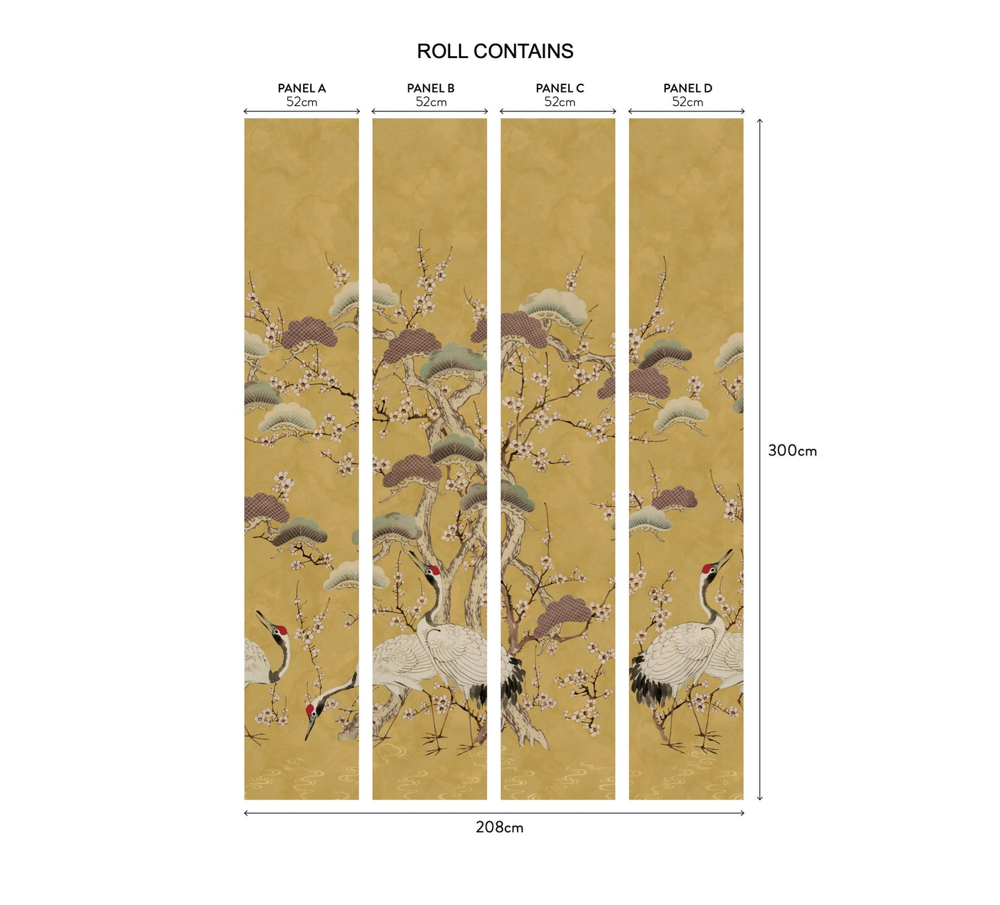 2311-174-02 - Kyoto Blossom Wall Mural - Golden Yellow - 1838 wallcoverings