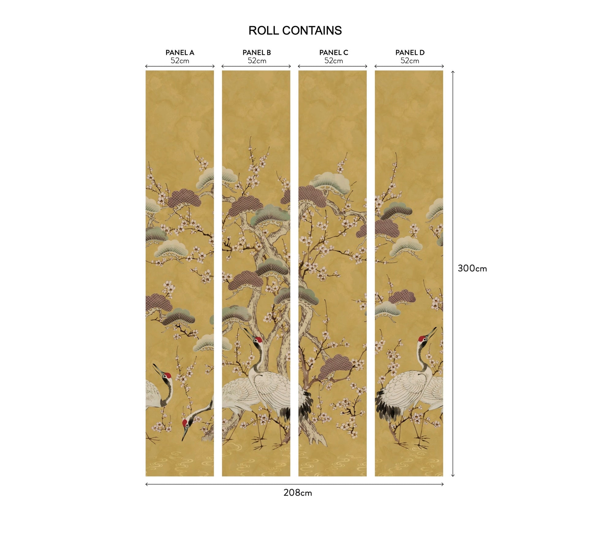 2311-174-02 - Kyoto Blossom Wall Mural - Golden Yellow - 1838 wallcoverings