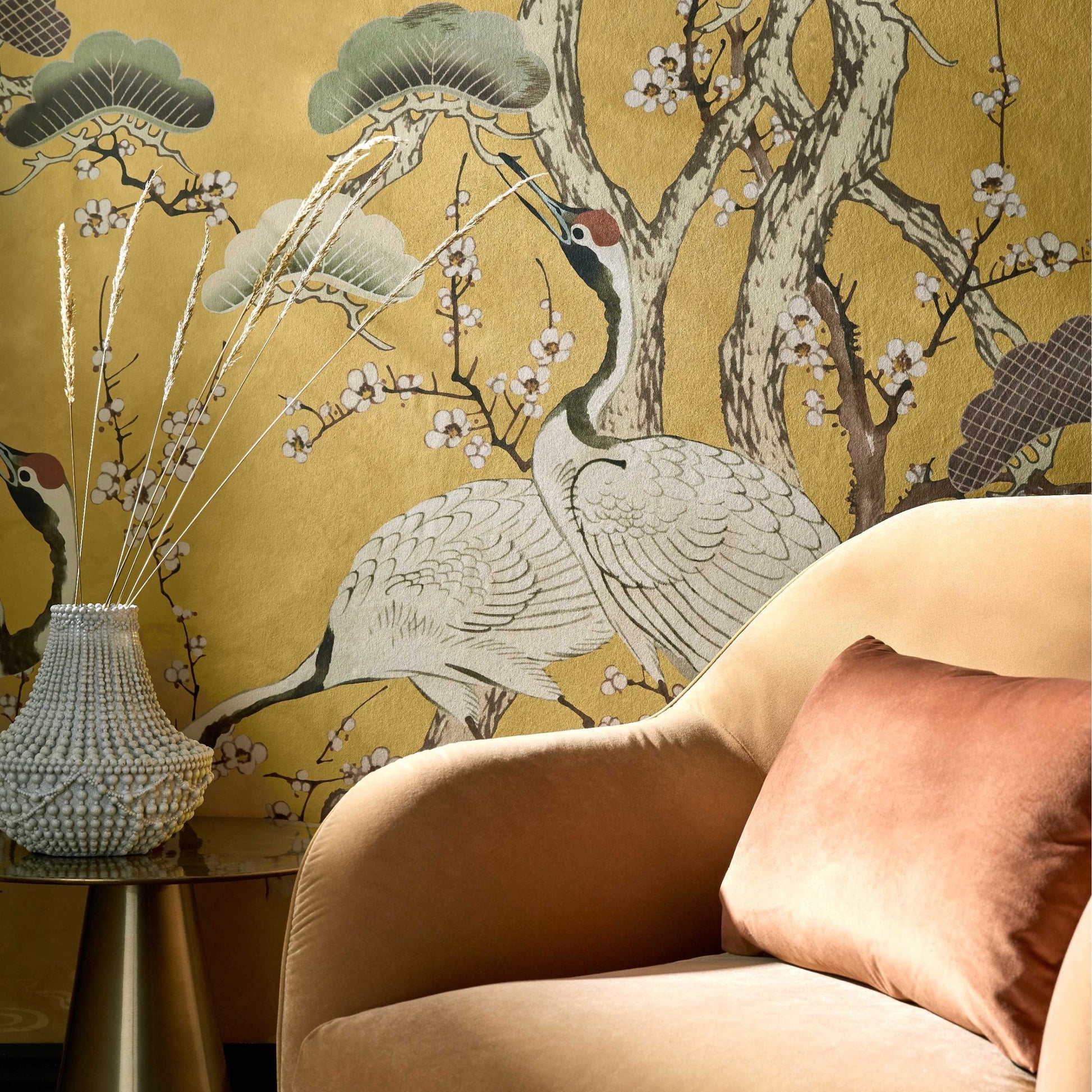 2311-174-02 - Kyoto Blossom Wall Mural - Golden Yellow - 1838 wallcoverings
