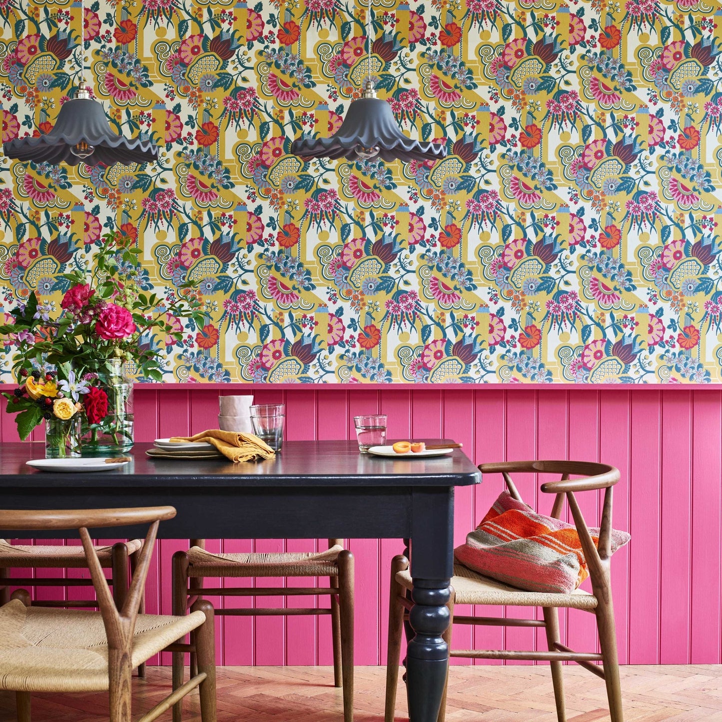 2412-175-01 - Pineapple Garden Wallpaper - Yellow - 1838 wallcoverings