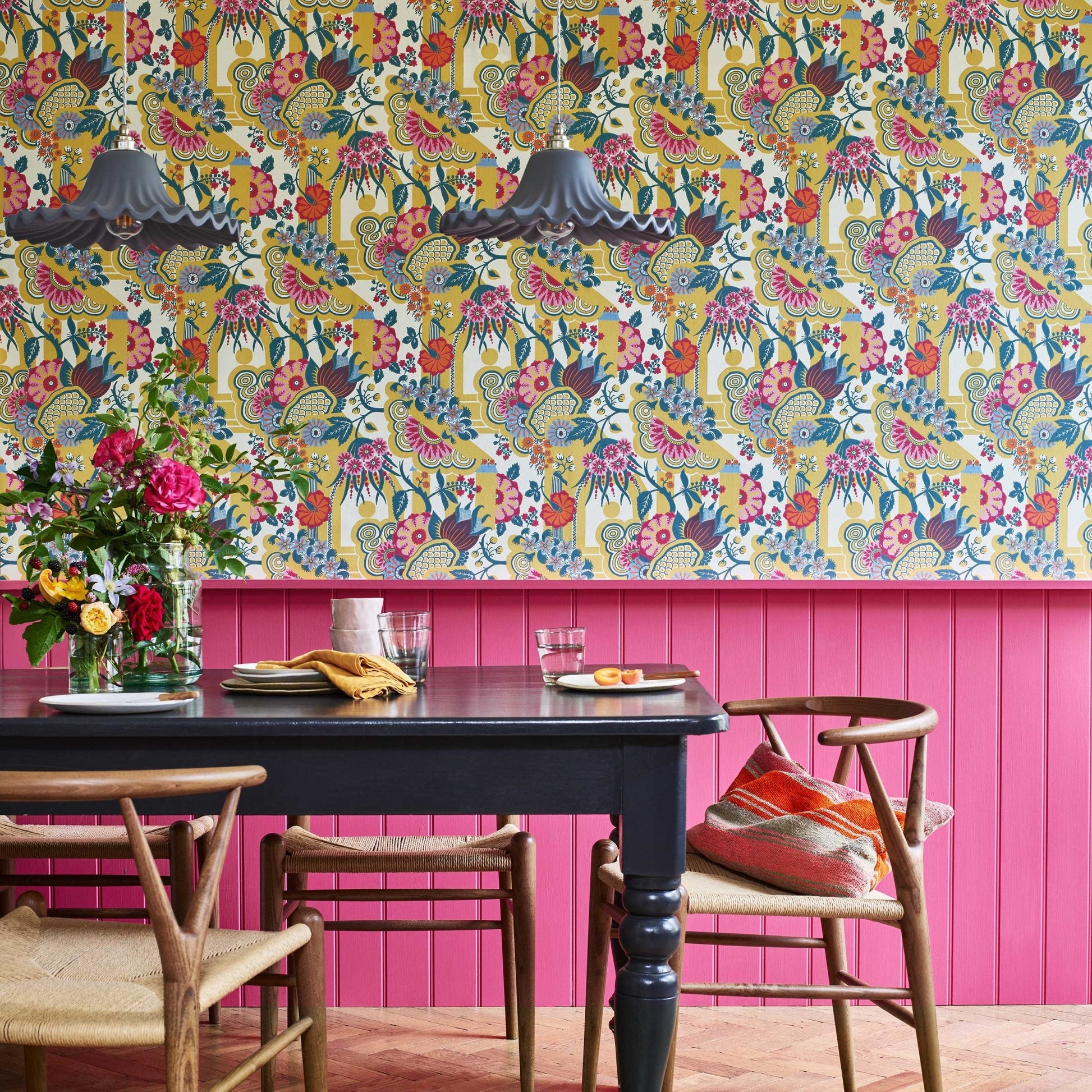 2412-175-01 - Pineapple Garden Wallpaper - Yellow - 1838 wallcoverings