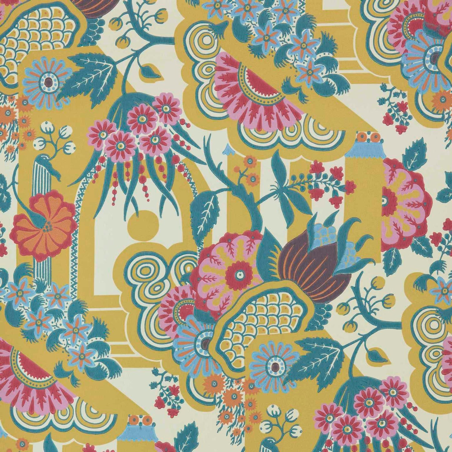 2412-175-01 - Pineapple Garden Wallpaper - Yellow - 1838 wallcoverings