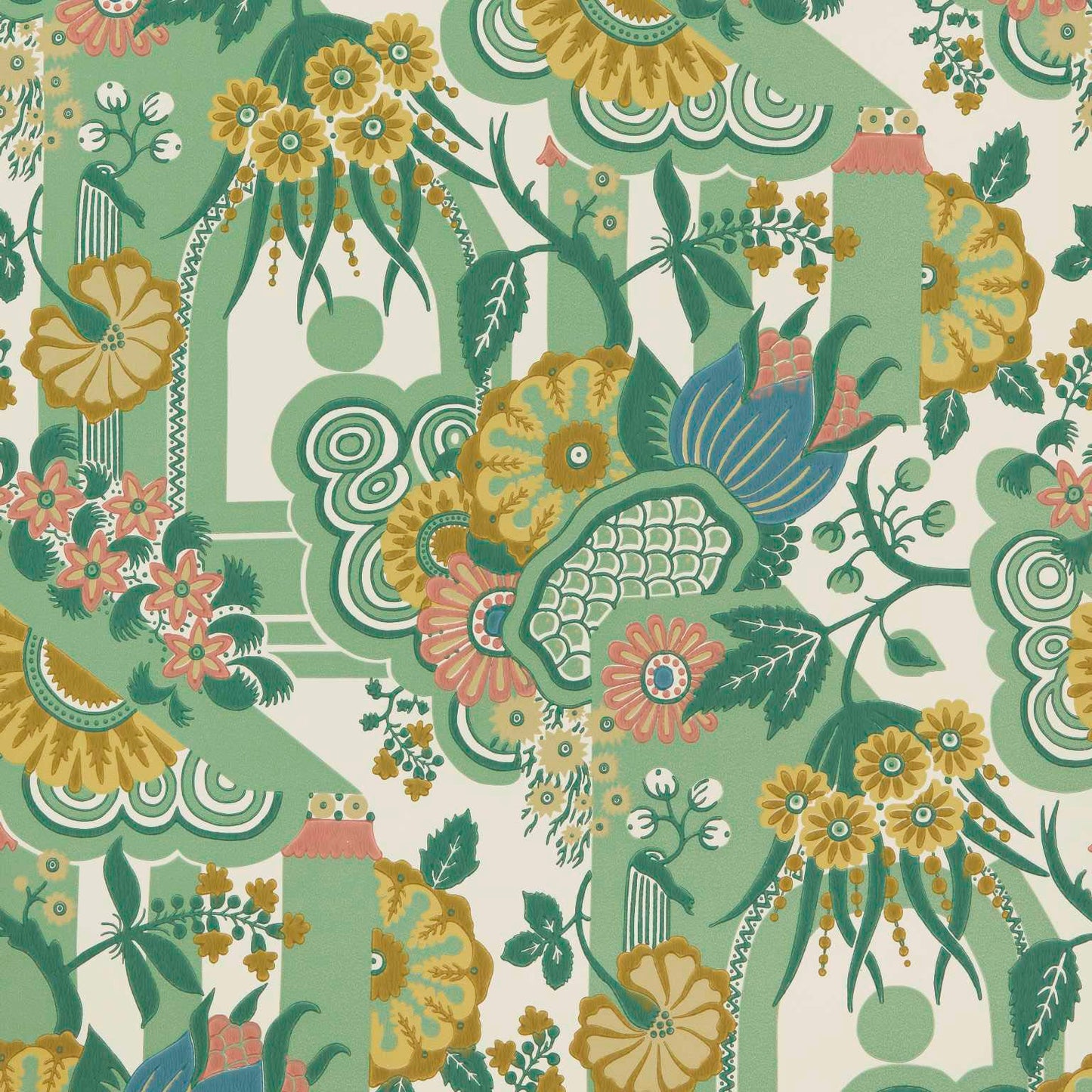 2412-175-02 - Pineapple Garden Wallpaper - Verde - 1838 wallcoverings
