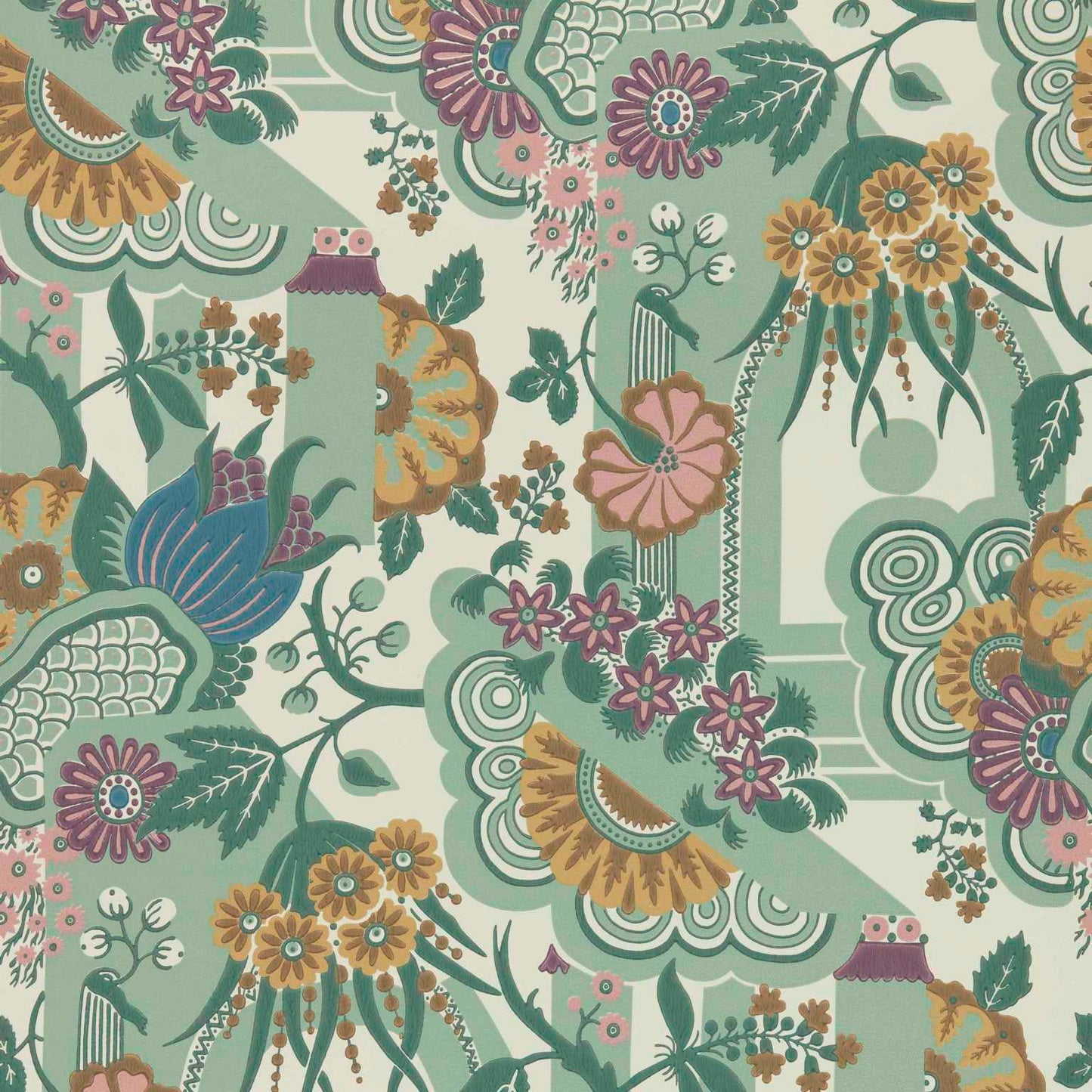 2412-175-04 - Pineapple Garden Wallpaper - Sage Green - 1838 wallcoverings
