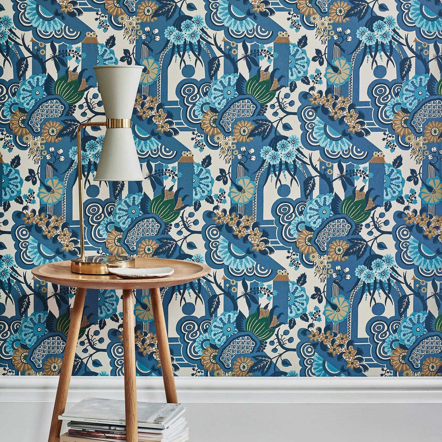 2412-175-05 - Pineapple Garden Wallpaper - Colbalt - 1838 wallcoverings