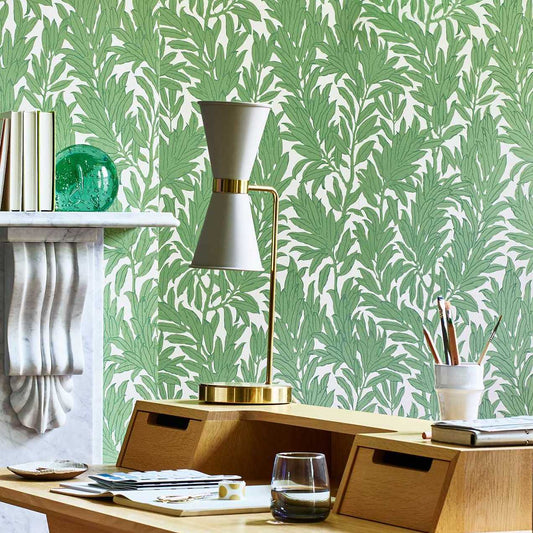 2412-177-01 - Laurel Leaf Wallpaper - Verde - 1838 wallcoverings