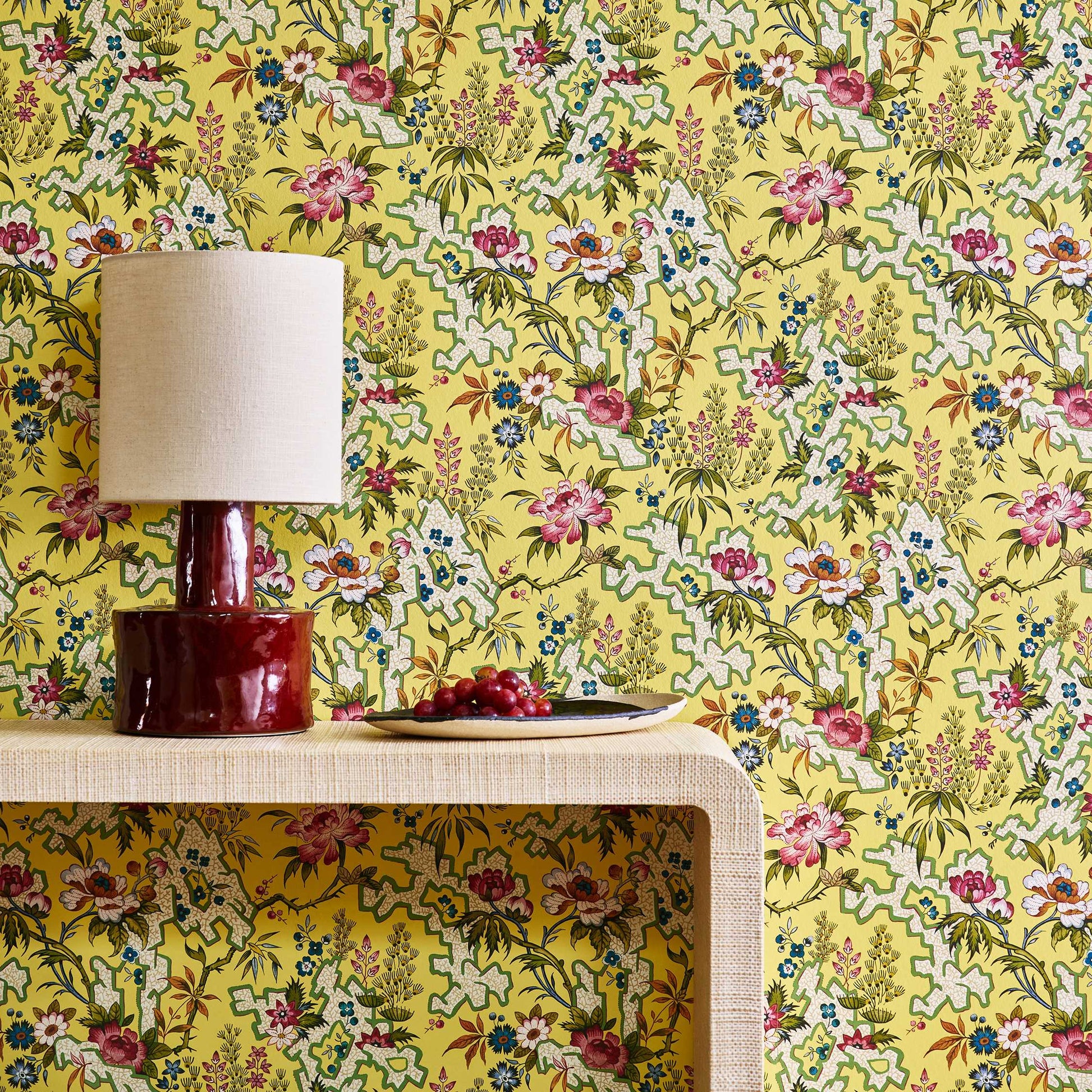 2412-180-01 - Kilburns Maze Wallpaper - Yellow - 1838 wallcoverings