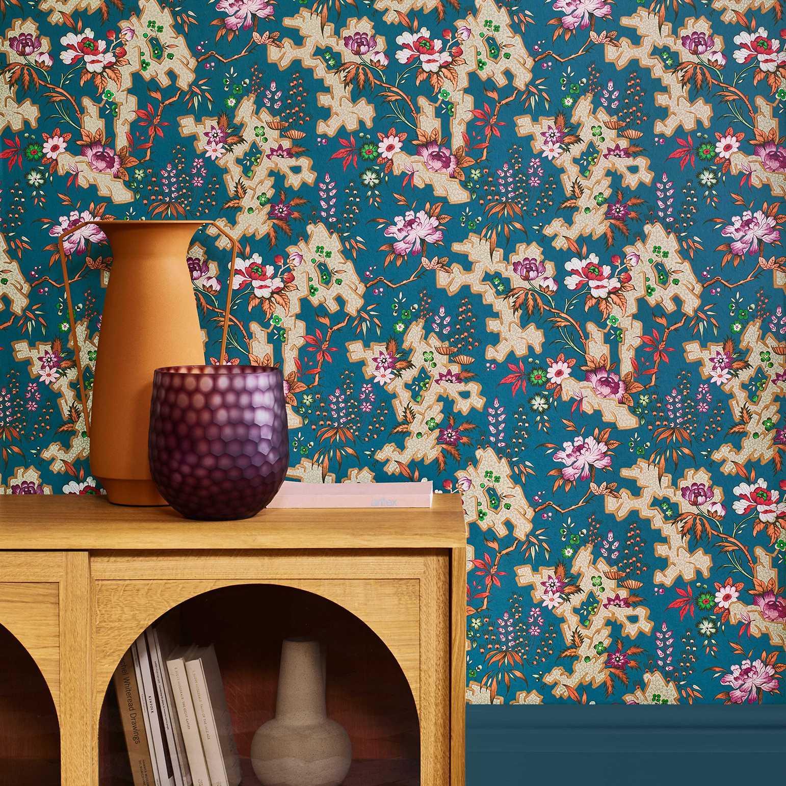 2412-180-02 - Kilburns Maze Wallpaper - Prussian Blue - 1838 wallcoverings