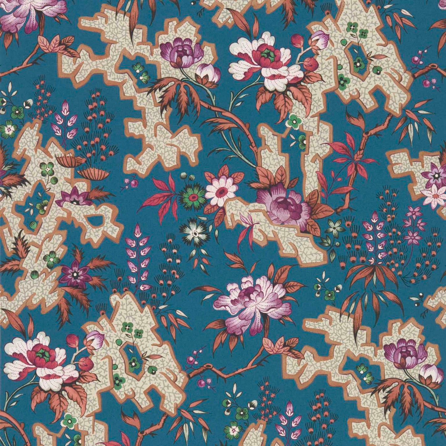 2412-180-02 - Kilburns Maze Wallpaper - Prussian Blue - 1838 wallcoverings