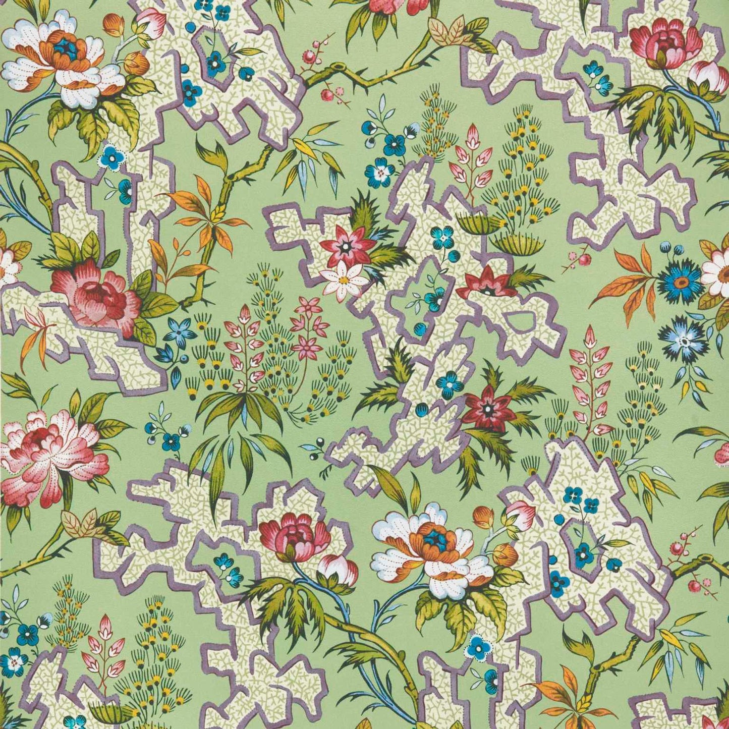 2412-180-04 - Kilburns Maze Wallpaper - Verde - 1838 wallcoverings