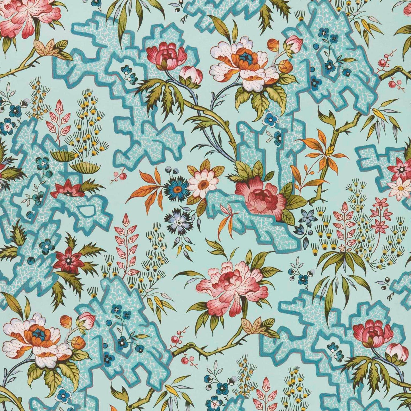 2412-180-05 - Kilburns Maze Wallpaper - Celeste - 1838 wallcoverings
