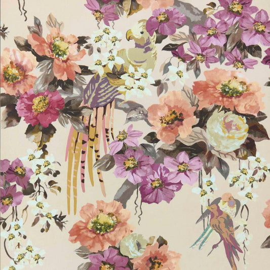 2412-181-01 - Floral Serenade Wallpaper - Apricot - 1838 wallcoverings