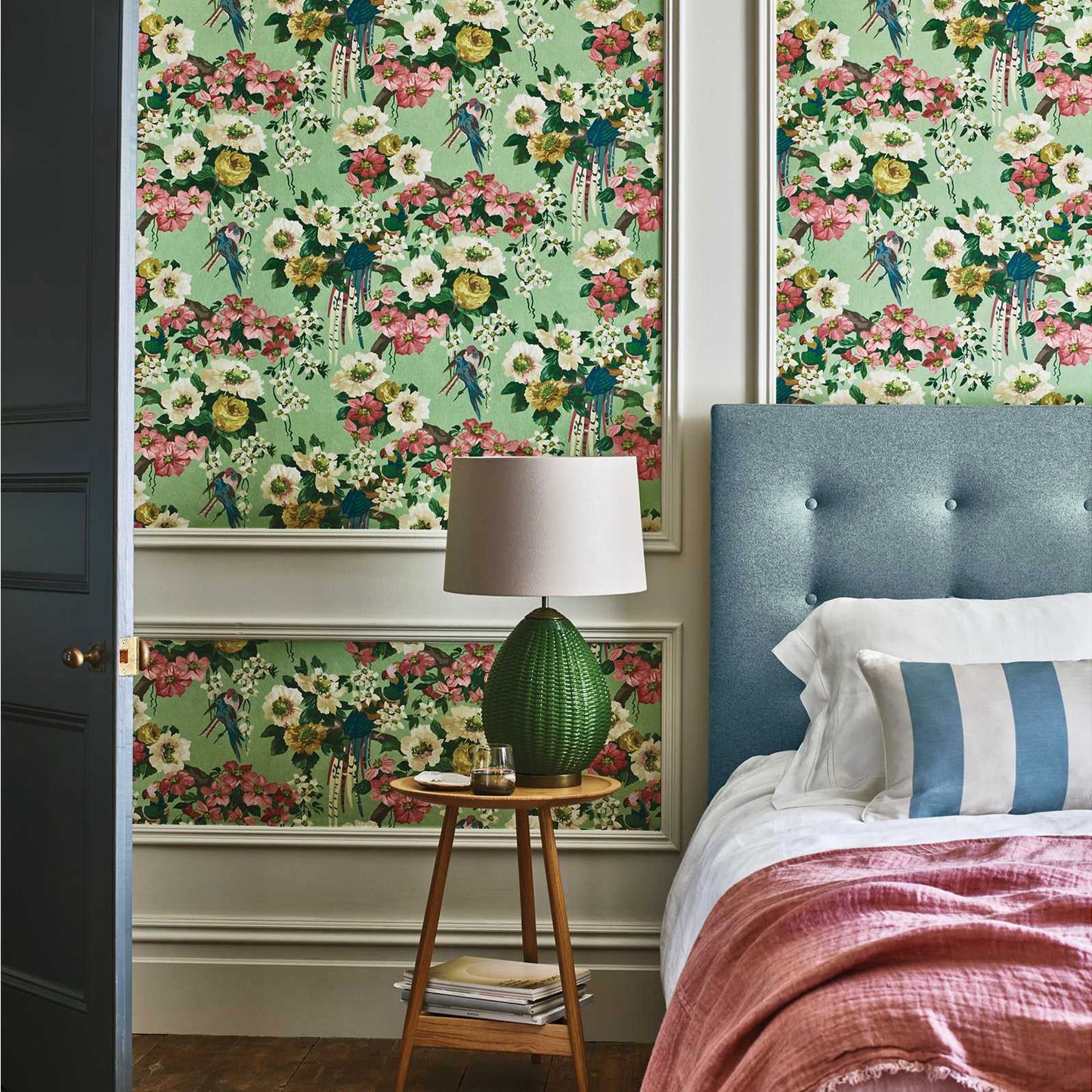 2412-181-02 - Floral Serenade Wallpaper - Verde - 1838 wallcoverings
